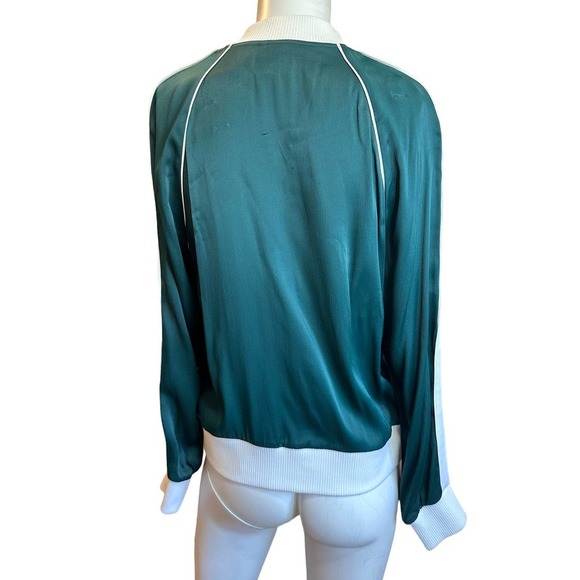 Good American Green White Striped Track Zip Up Jacket sz 2=M - Picture 3 of 9